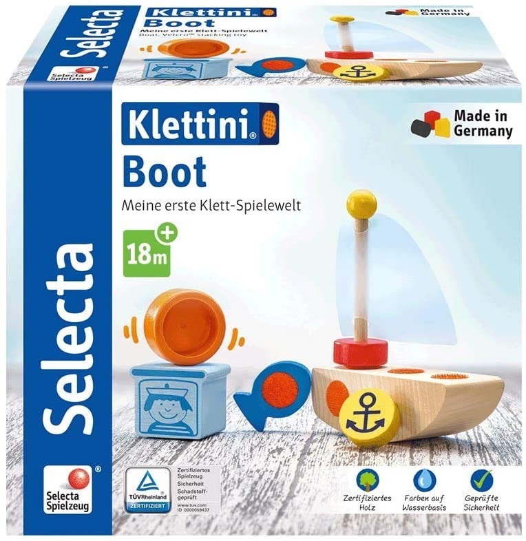 

Деревянная развивающая игрушка для малышей Selecta Klettini Boot Лодка на липучки (62078)