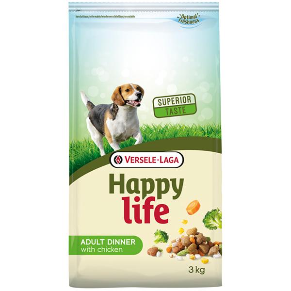 

Happy Life Adult Dinner with Chicken 3 кг ХЕППИ ЛАЙФ курица С ОВОЩАМИ сухой премиум корм для собак всех пород