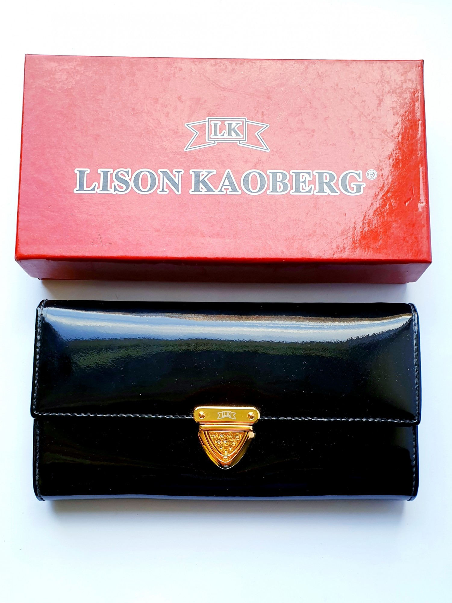 

Женский кожаный лаковый кошелек Onel Lison Kaoberg-011 черный