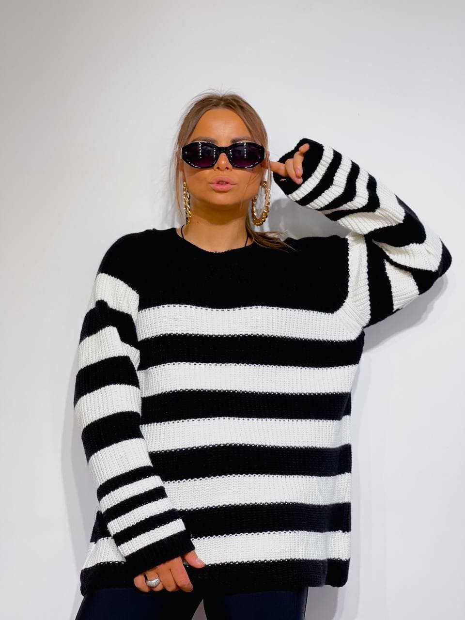 

Джемпер - SRS - Кофта тельняшка - 42-48 - черно-белый