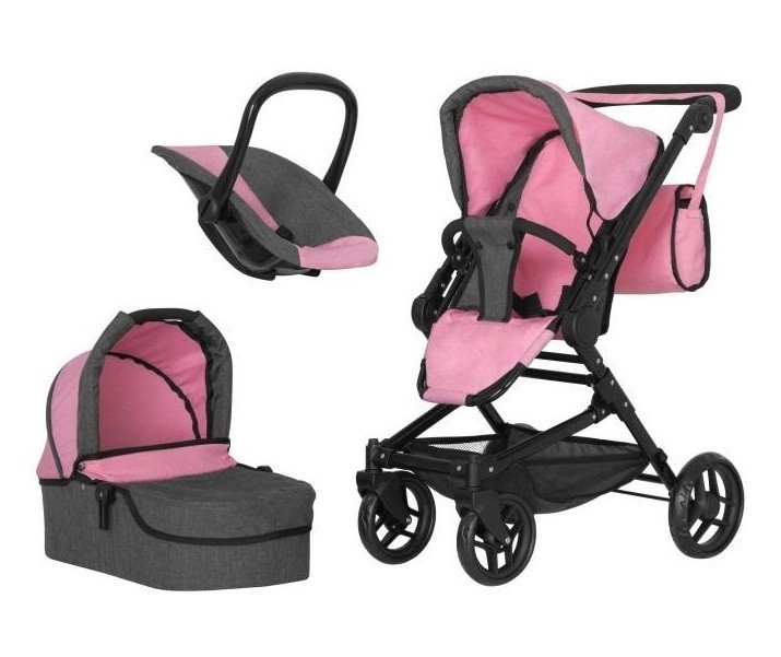 

Коляска для ляльки 3в1 CARRELLO MAGIA 9636 PINK з сумкою