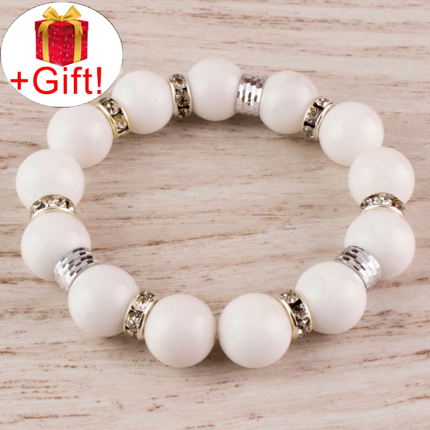 

Браслет агат белый натуральный (12 мм), размер 17 см, julB0453