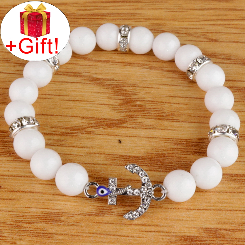 

Браслет агат белый натуральный (8 мм), размер 20 см, julB0961