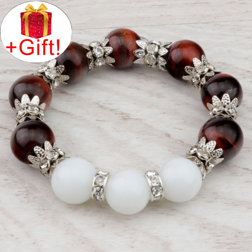 

Браслет агат натуральный и бычий глаз натуральный (12 мм), размер 19 см, julB0847