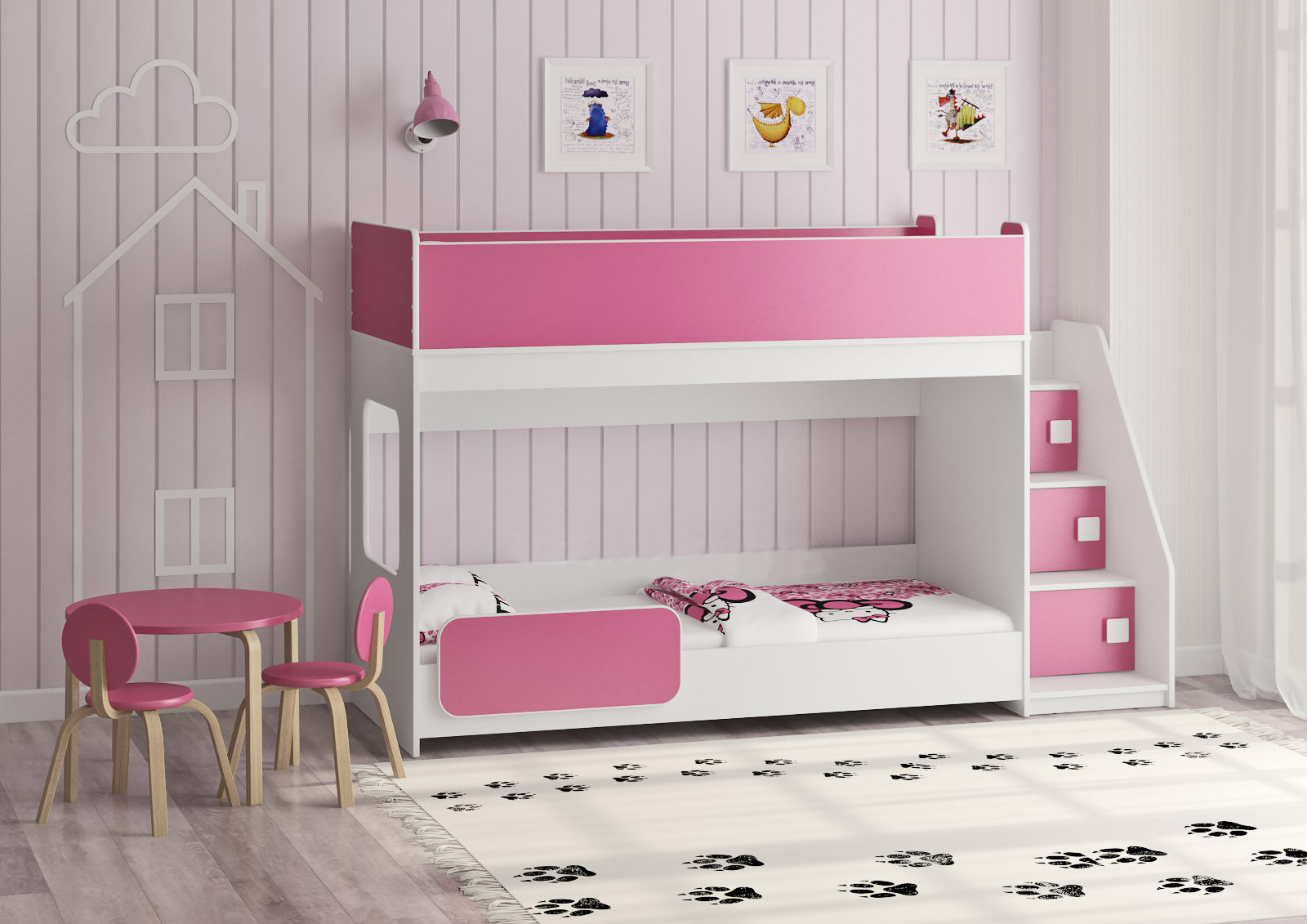 

Двухъярусная кровать KidsBunkBed К-069 Белый лайм 2245 × 808 × 1405 мм