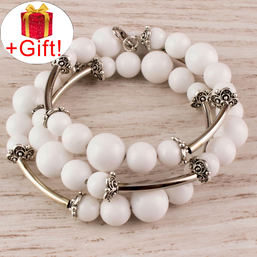 

Браслет агат белый натуральный (8,10,12 мм), размер 16 см, julB0458