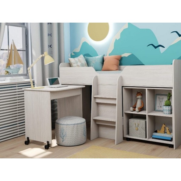 

Низкая кровать-чердак KidsBunkBed K-0033 дуб молочный 1840х1034х1105 мм
