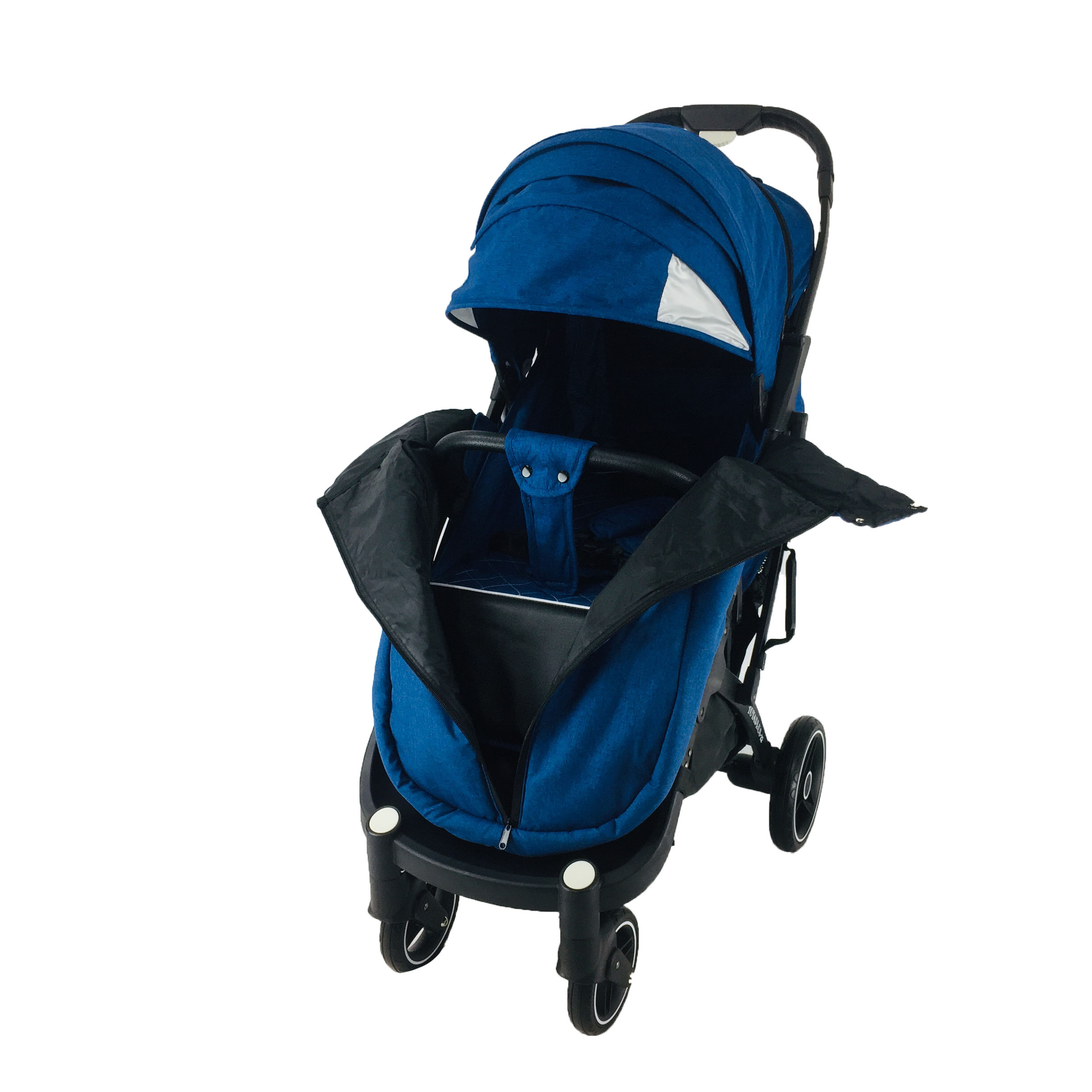 

Коляска Yoya Plus Pro-22 с Большим дождевиком Синяя на Черной раме