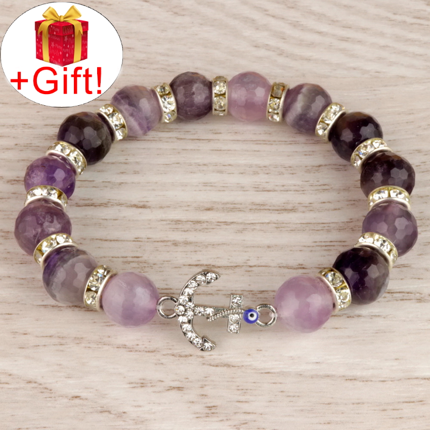 

Браслет аметист натуральный с огранкой (10 мм), размер 15 см, julB0997