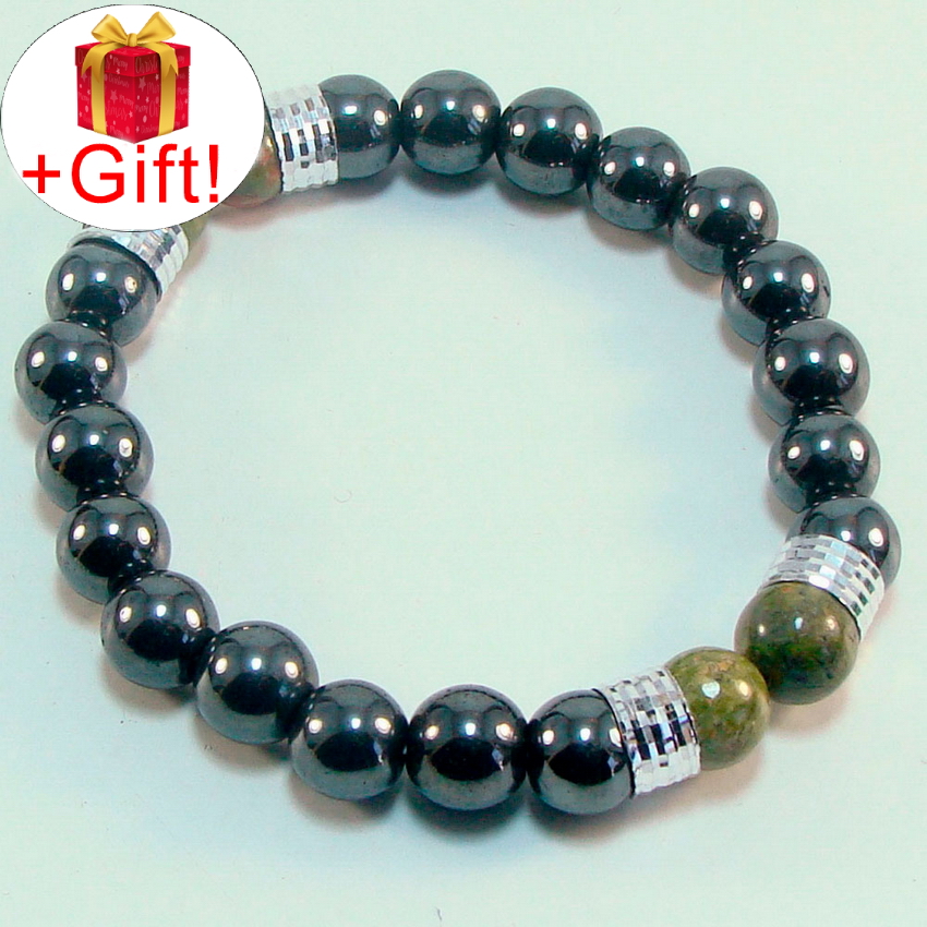 

Браслет гематит натуральный и яшма натуральная (8 мм), размер 18 см, julB0071