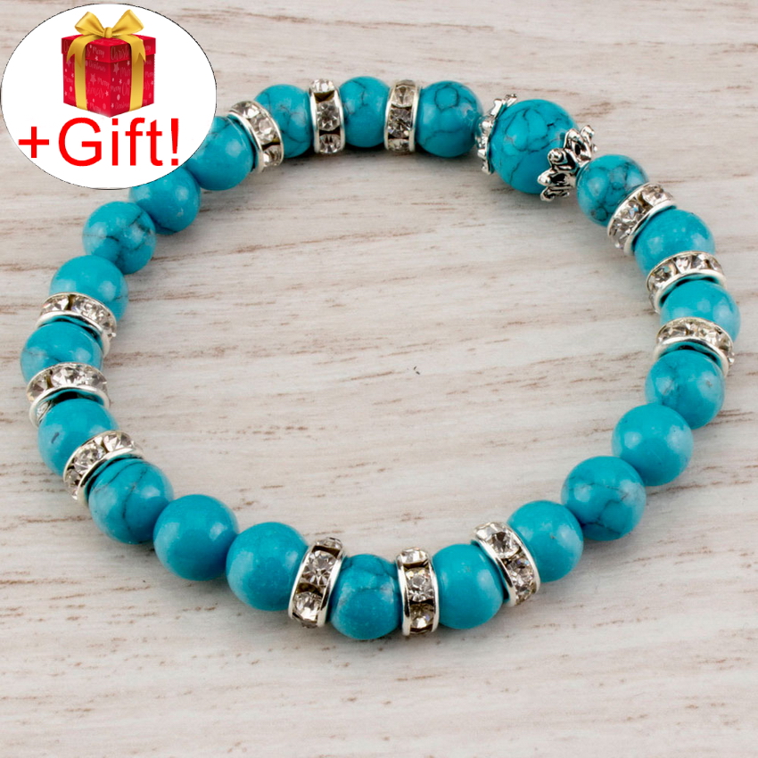 

Браслет бирюза голубая натуральная (8 мм), размер 20 см, julB0478