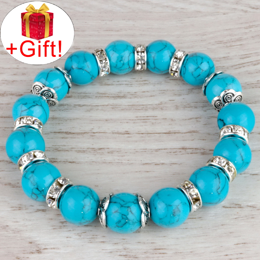 

Браслет бирюза голубая натуральная (10 мм), размер 20 см, julB1052