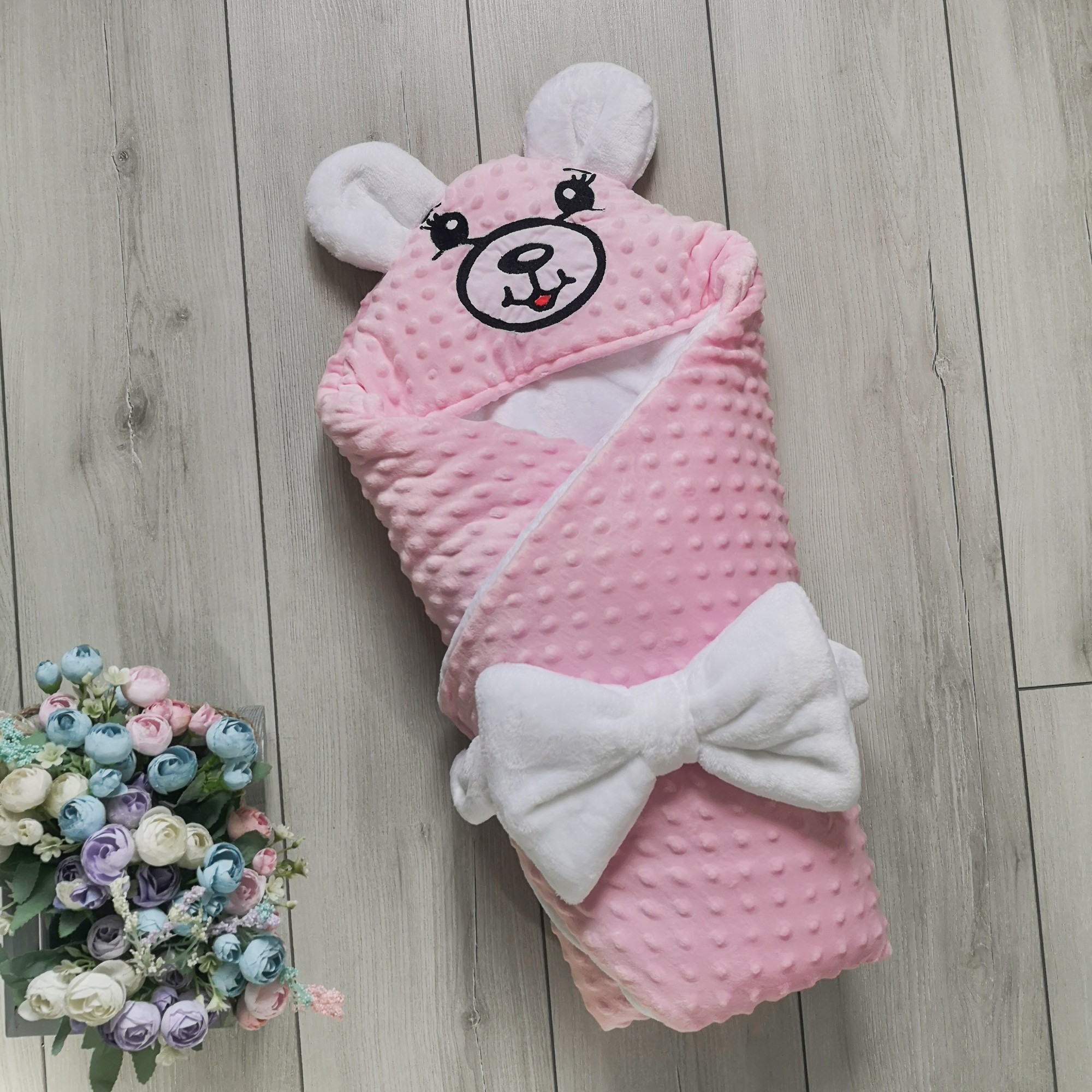 

Зимний конверт на выписку Kid Way Мишка 75х75 см розовый