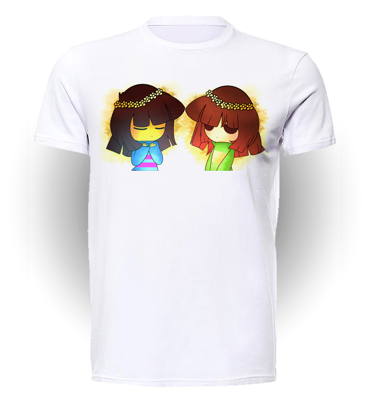 

Футболка детская 134 см Gee! Белая с рисунком Андертейл Undertale Chara and Frisk UT.01.064