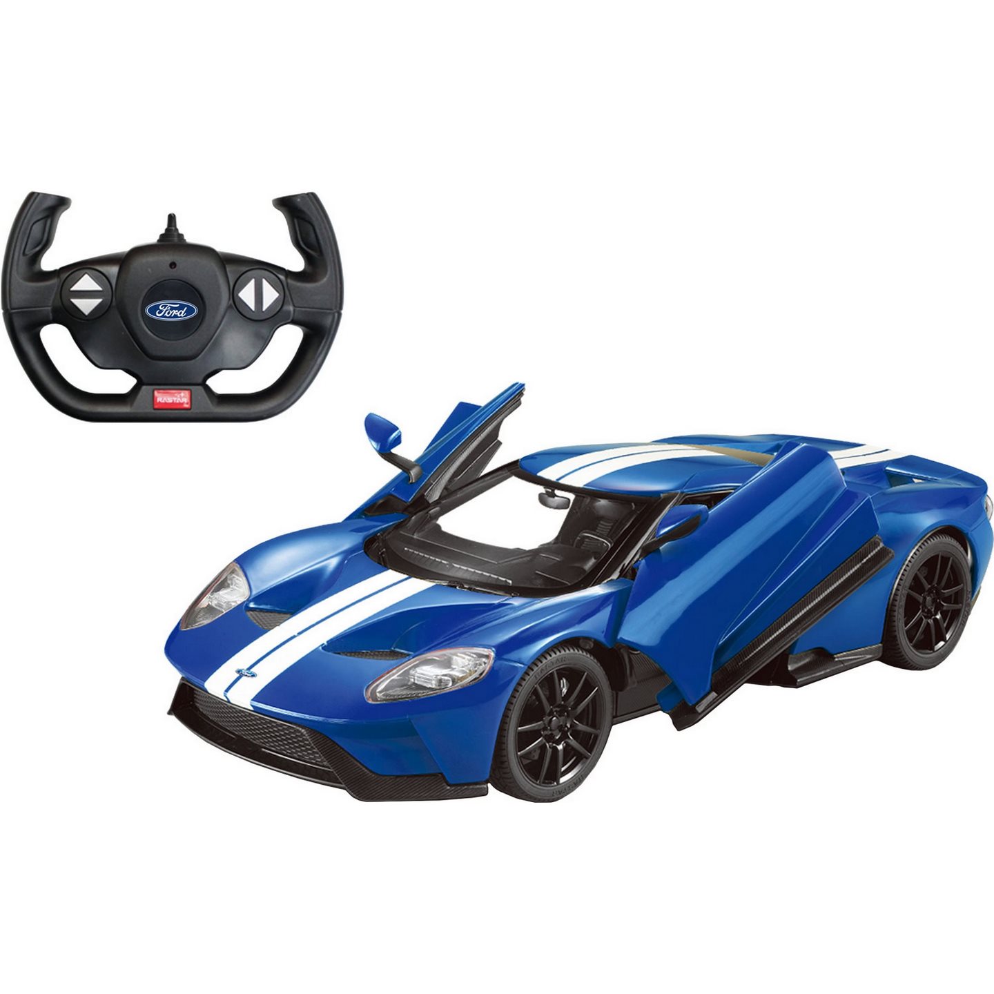 

Машинка Спорткар на пульте управления Rastar, Радиоуправляемый автомобиль Ford GT + USB кабель, со звуковыми и световыми эффектами, 43х25,5х17,5 см