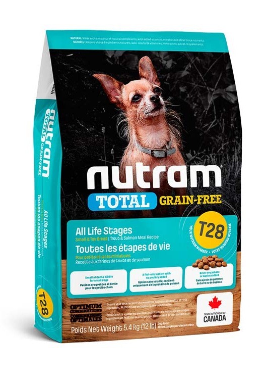 

Сухой беззерновой корм для собак малых пород Nutram T28 Total Grain Free Small Breed Salmon & Trout с лососем и форелью 5,4 кг