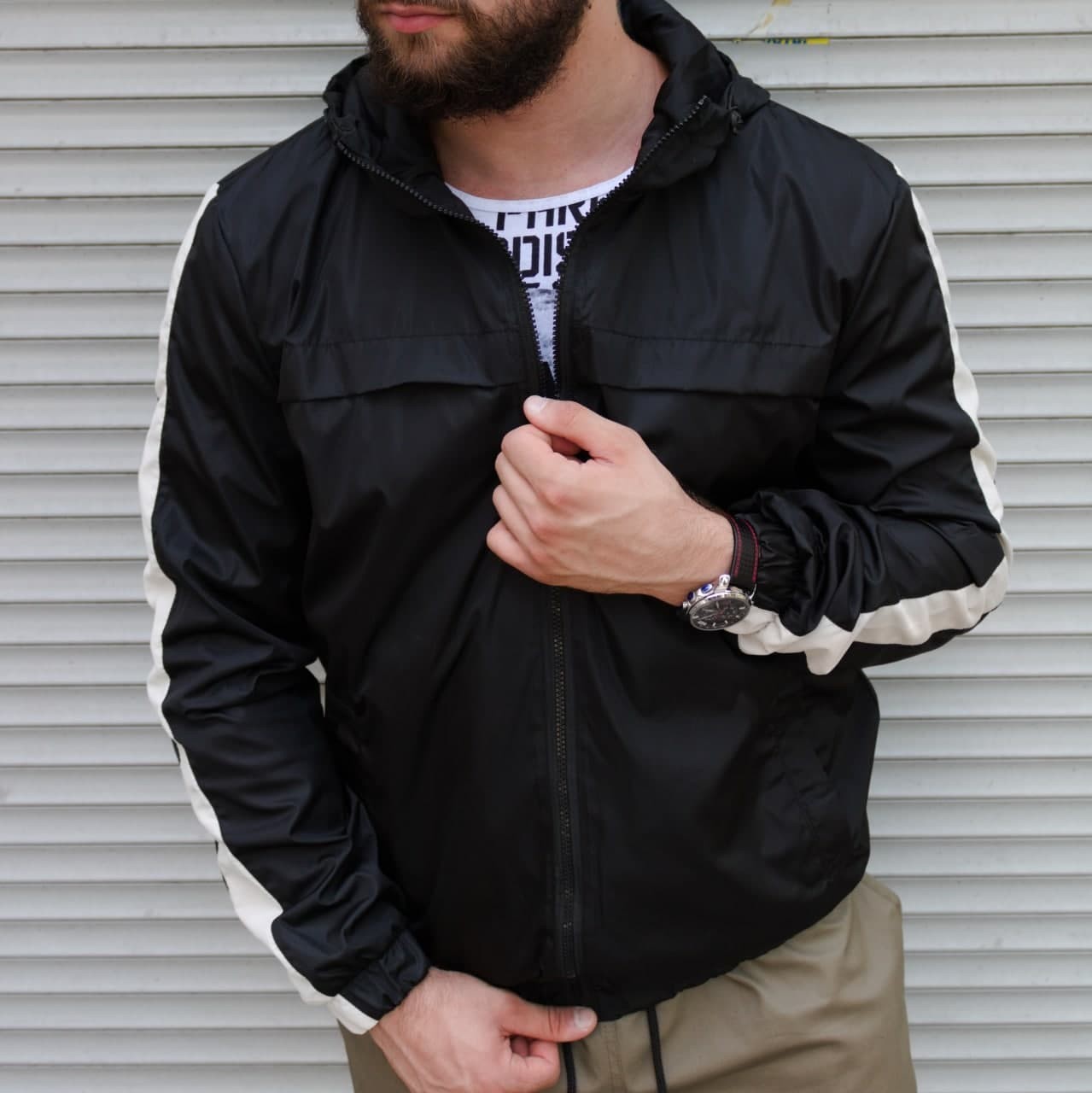 

Ветровка R.A. White Stripe Black XL чёрная 2057-XL