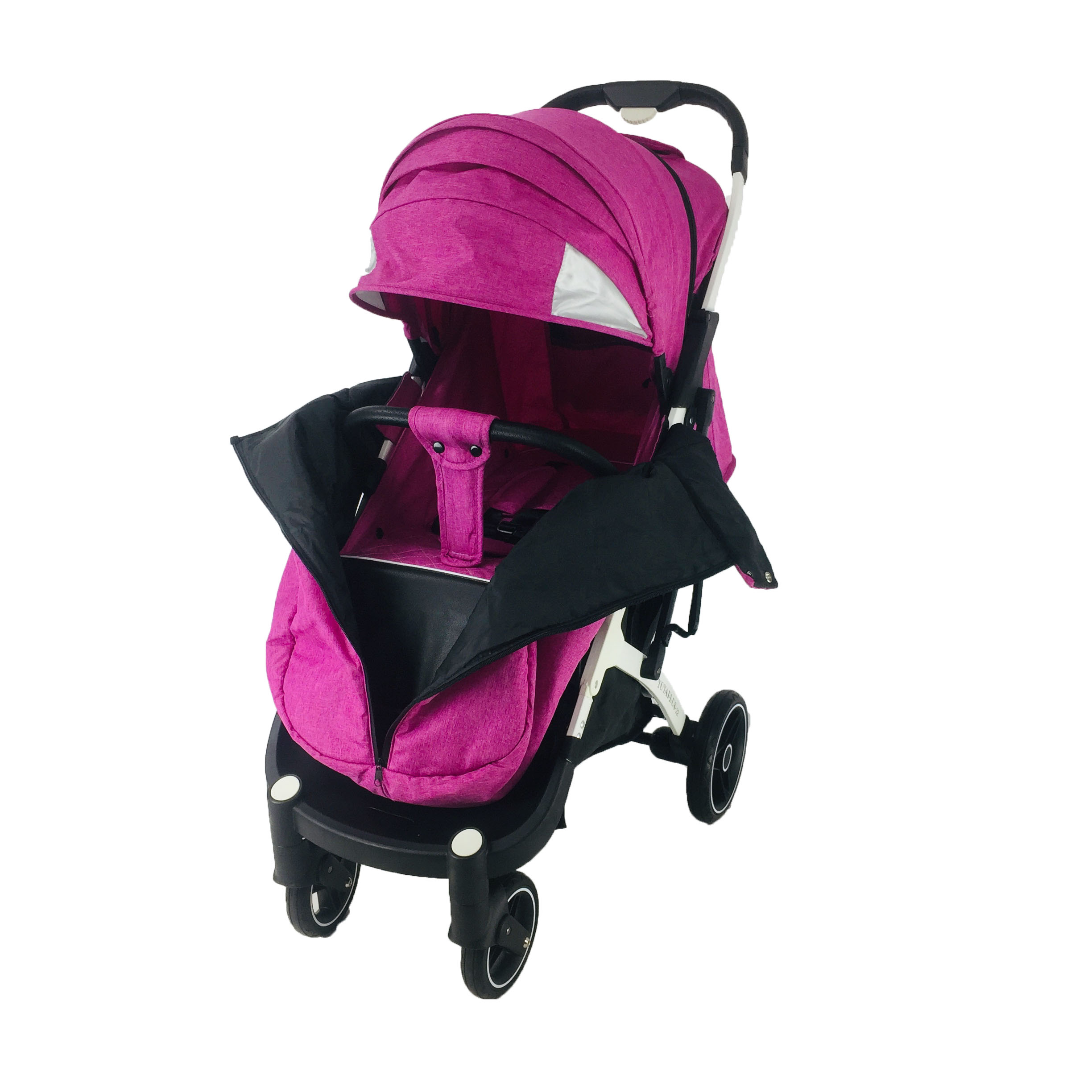 

Коляска Yoya Plus Pro-22 с Большим дождевиком Малиновая на Белой раме
