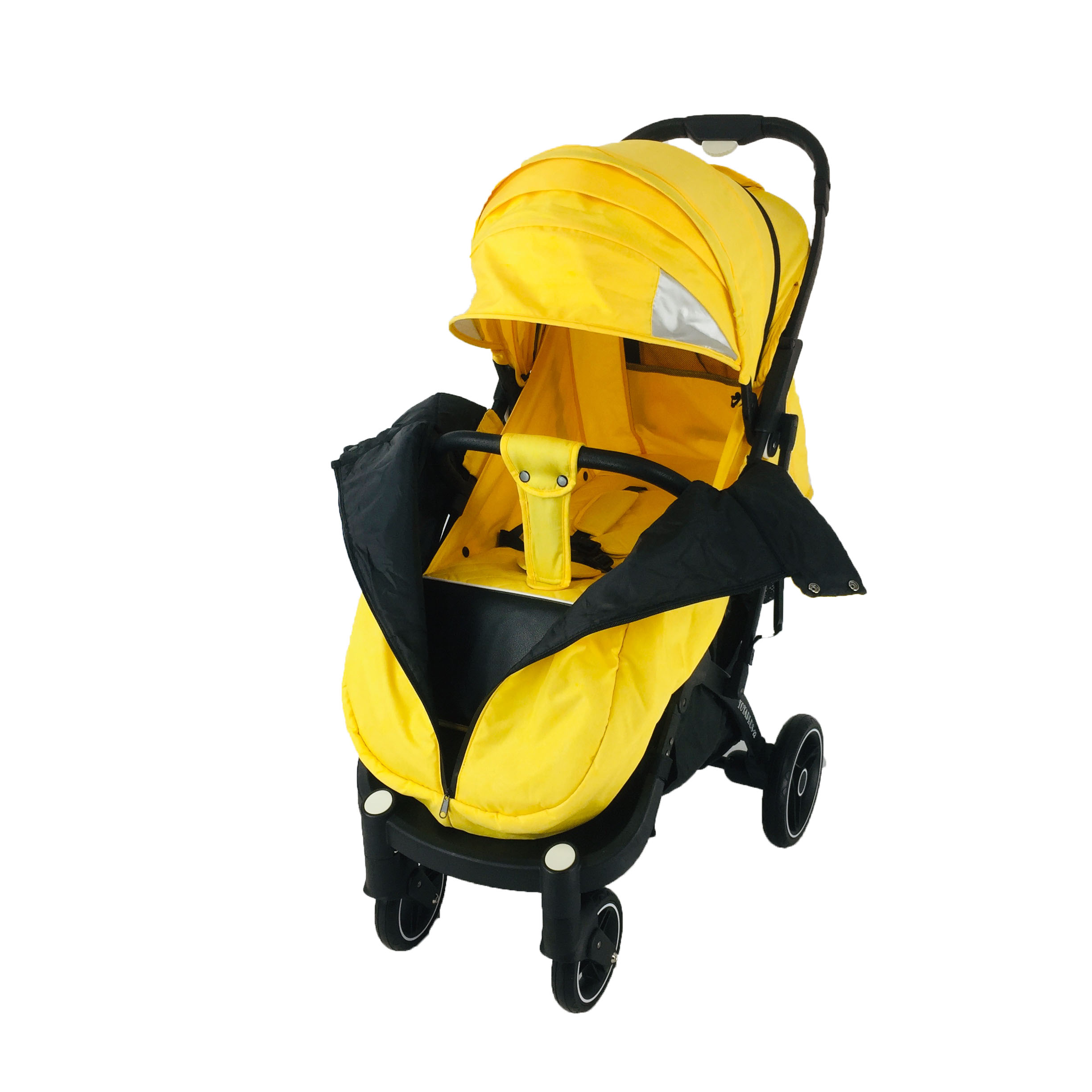

Коляска Yoya Plus Pro-22 с Большим дождевиком Желтая на Черной раме