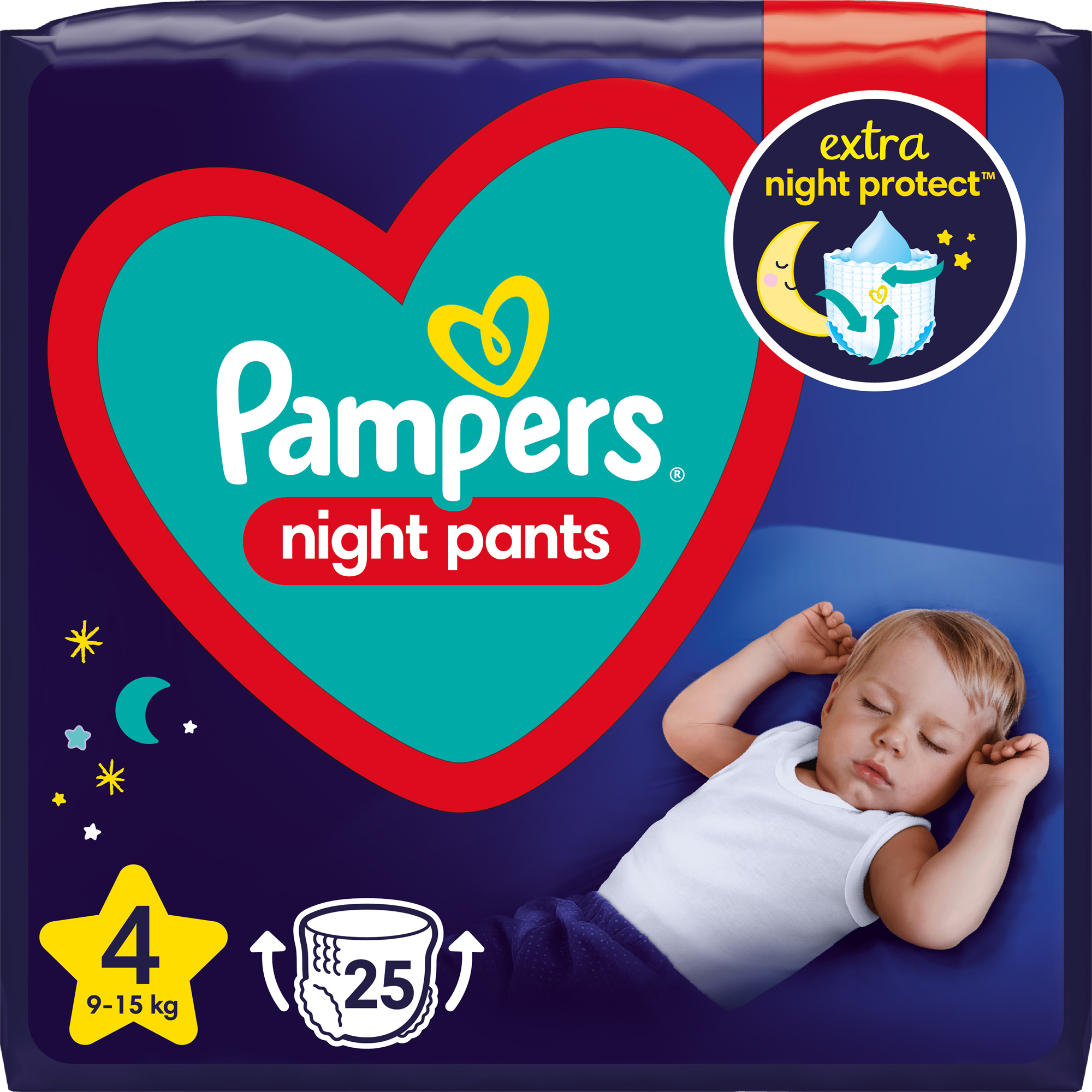 

Подгузники-трусики ночные Pampers Night Pants Размер 4 (9-15 кг) 25 шт (8006540234709)