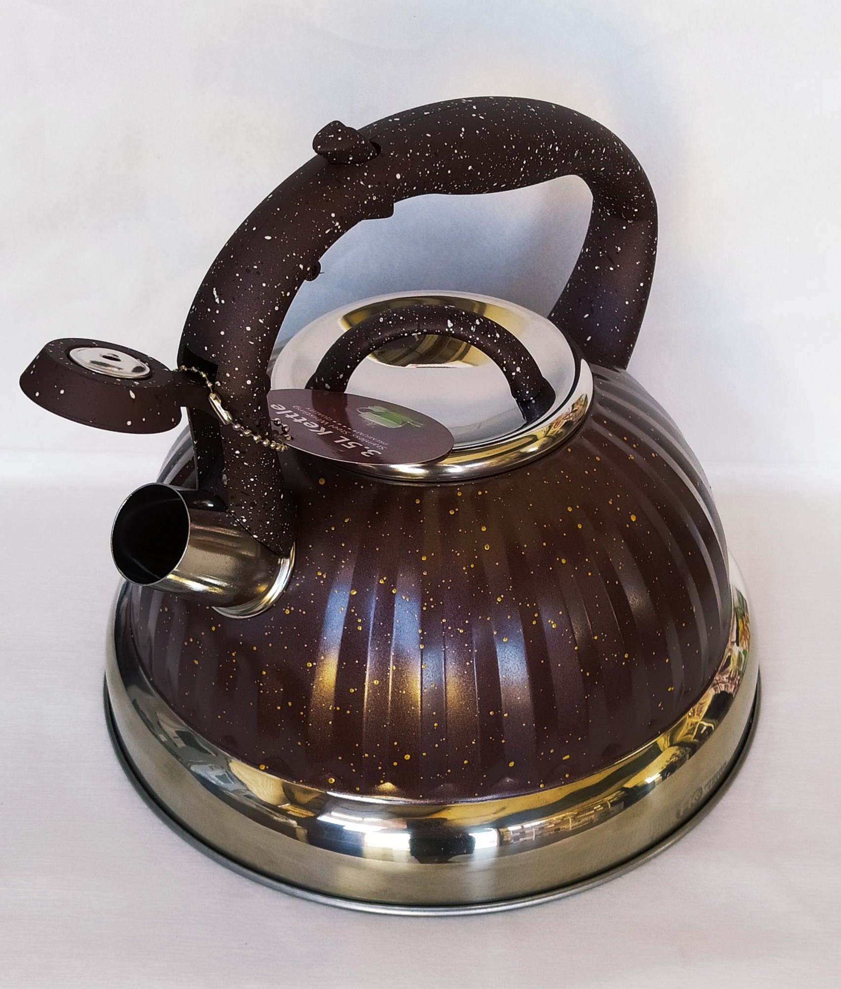 

Чайник металлический со свистком для газовой плиты 3.5 л. HIGHER KITCHEN (ZP-039), Коричневий