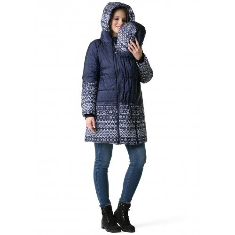 

Куртка зимн. I Love Mum 3в1 Малайзия для беременных и слингоношения узоры на синем 46