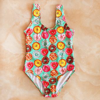 

Купальник детский слитный с пончиками для девочек 100см Зеленый