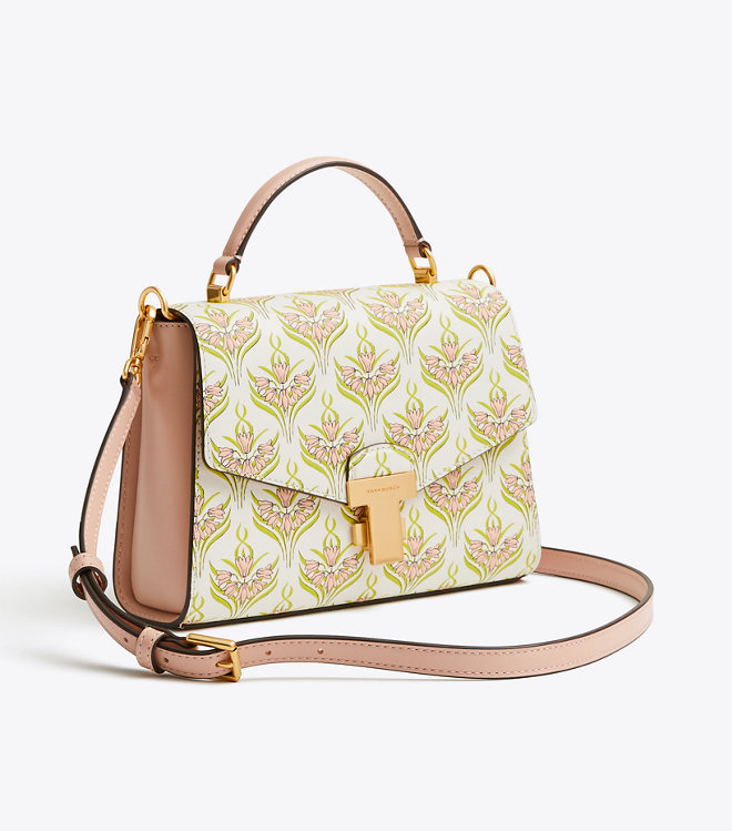 

Женская сумка Tory Burch Juliette Printed Small Top Handle Satchel Pink Meridian цвет Розовый (BW-0435)