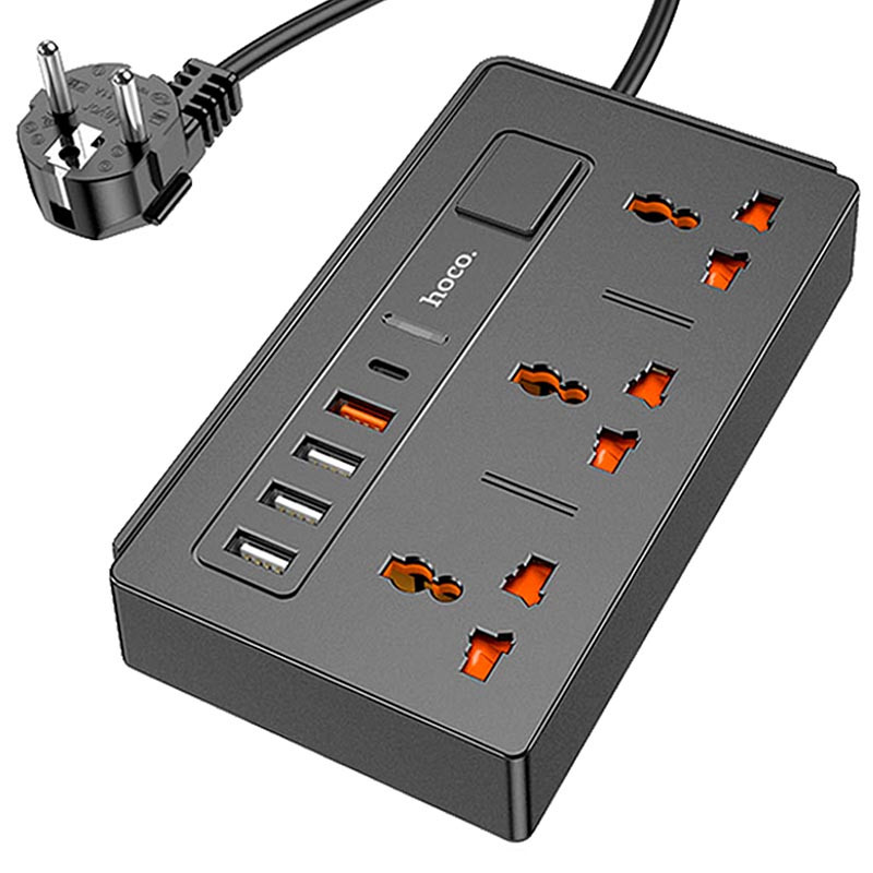 

Удлинитель Hoco DC15 (4USB/1Type-C/3xSocket) Черный