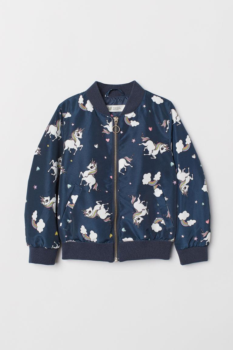 

Куртка-бомбер синяя в Единороги H&M 98см (2-3года) (38548942)