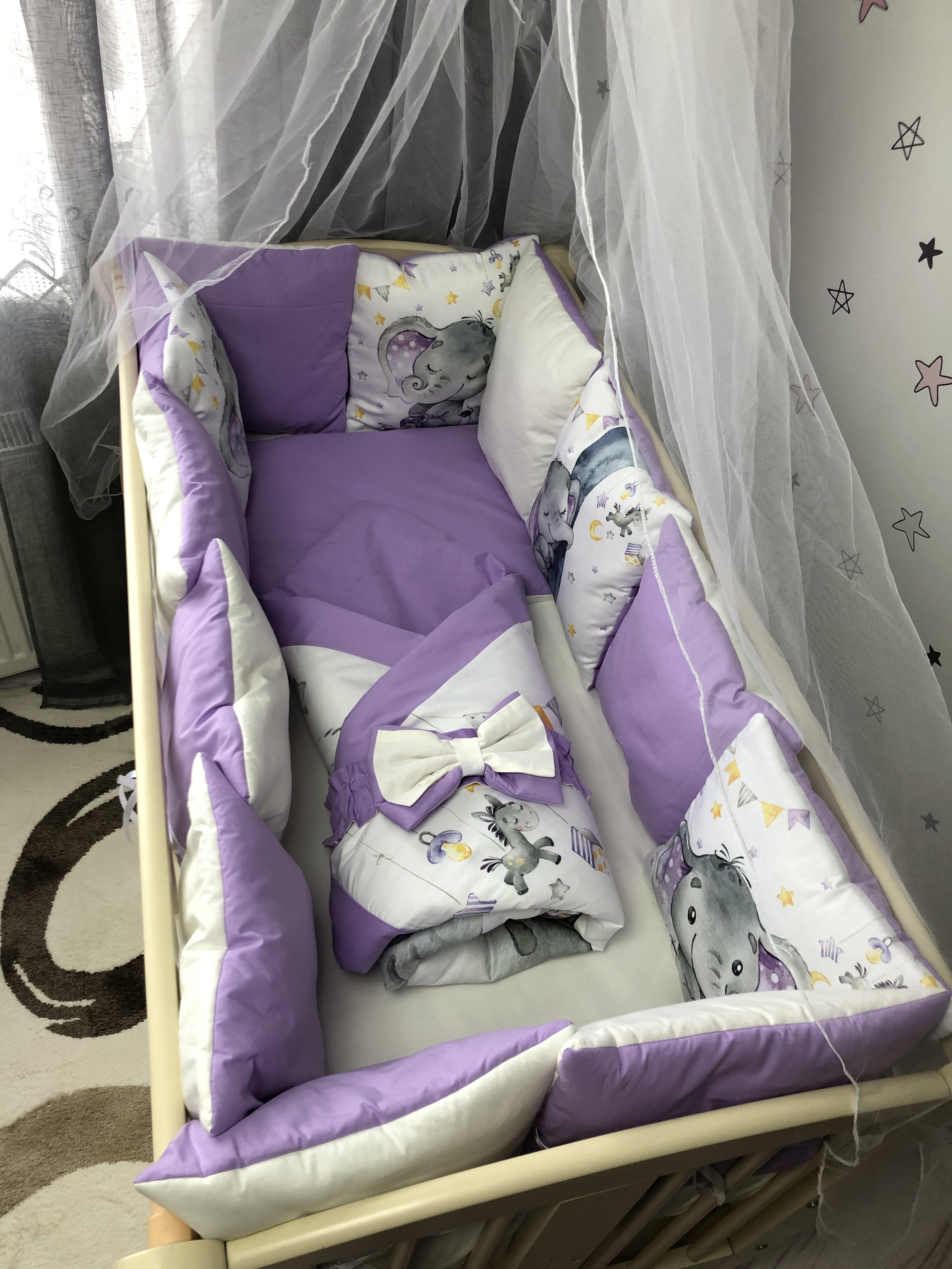 

Комплект постельного белья Baby Comfort Baby Bembi 8 элементов Слоненок фиолетовый