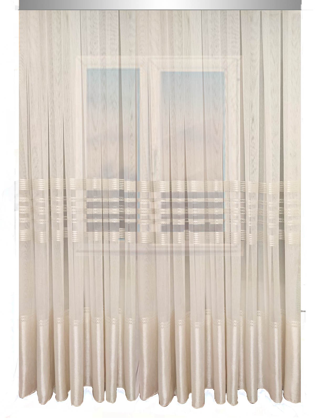 

Тюль Ника батист с полоской Декорин 300х260 см 1 шт Светло-бежевый