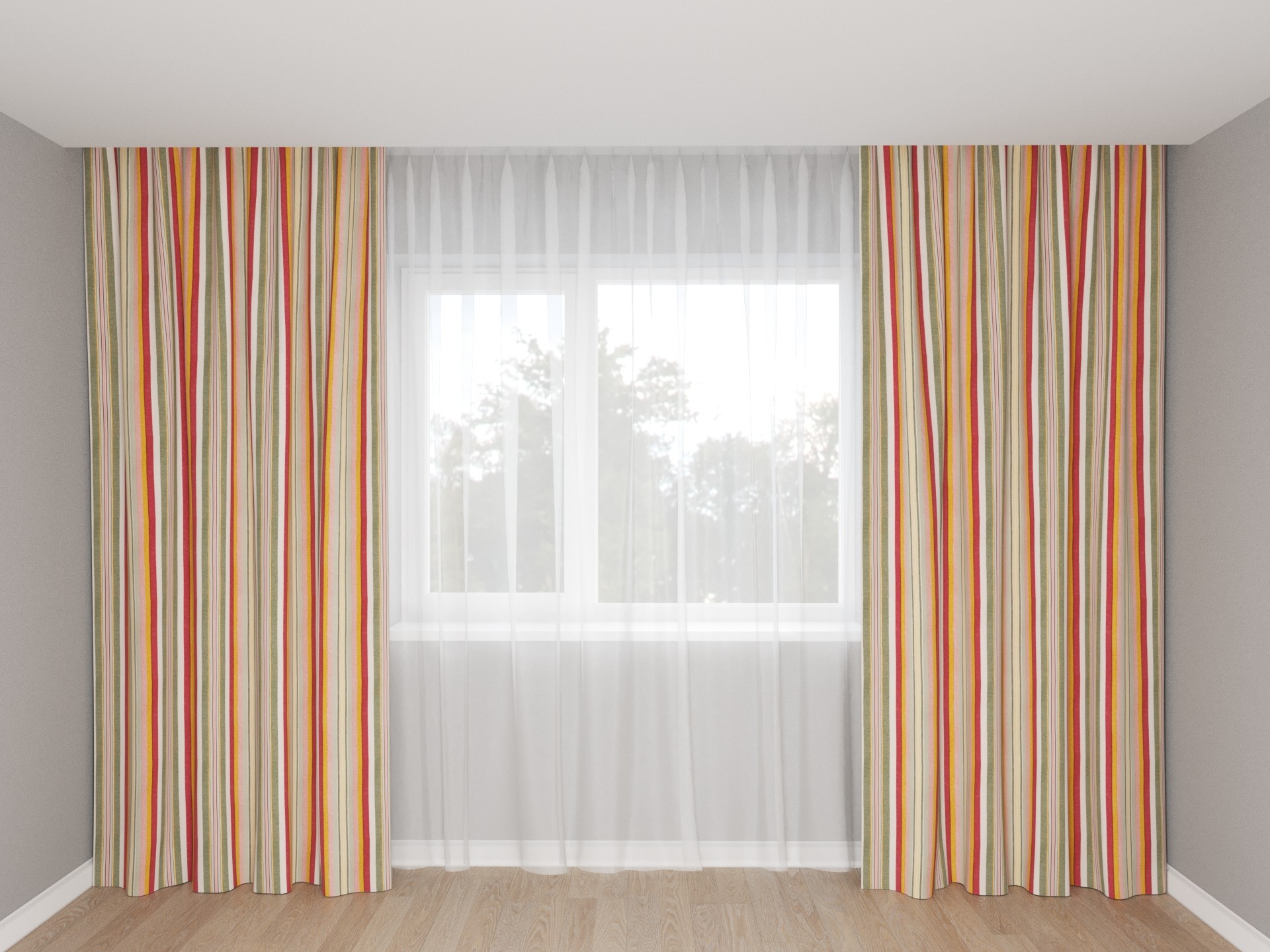 

Шторы Декорин 180x260 см 2 шт в полоску серо-желтого