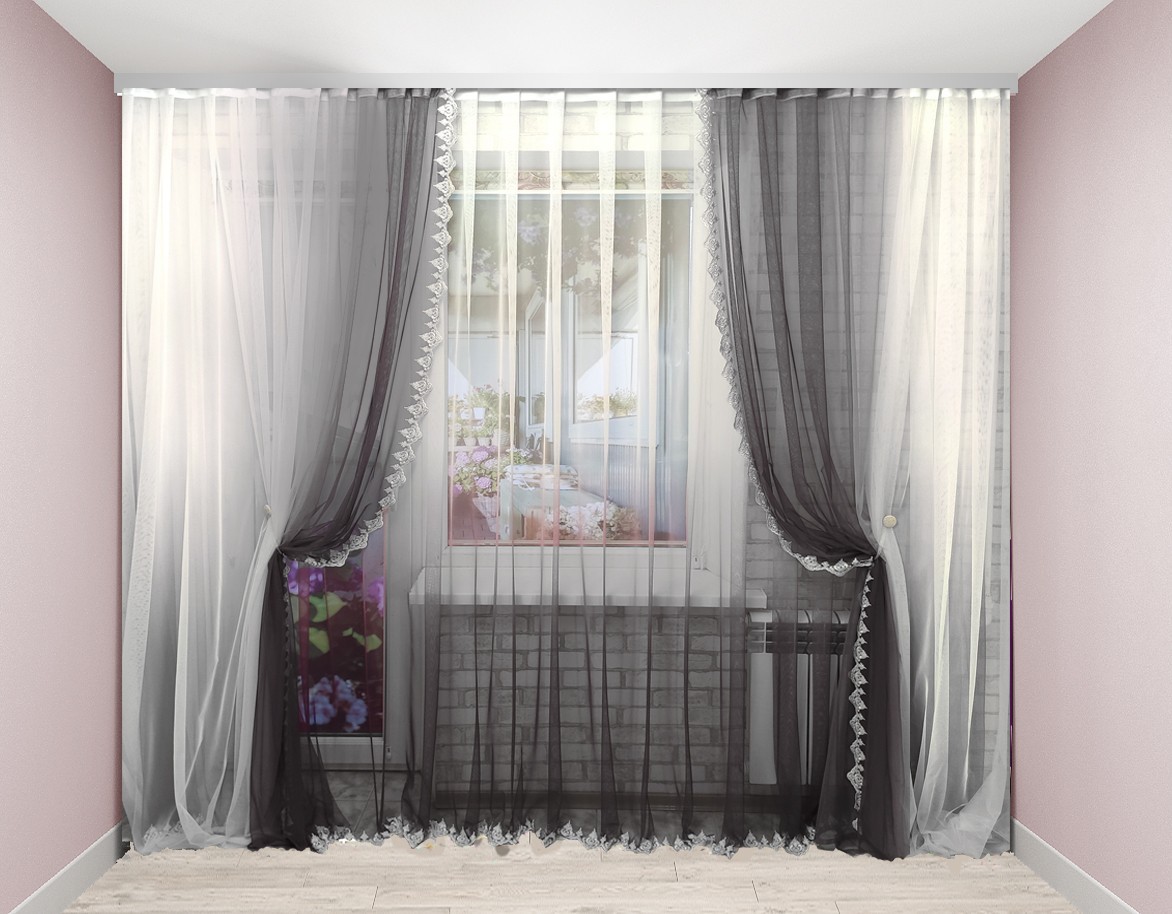 

Комплект Декорин Амбре Тюли 300x265 см 2 шт тюль 600х265 1 шт магнитные подхваты 2 шт Бело-серый