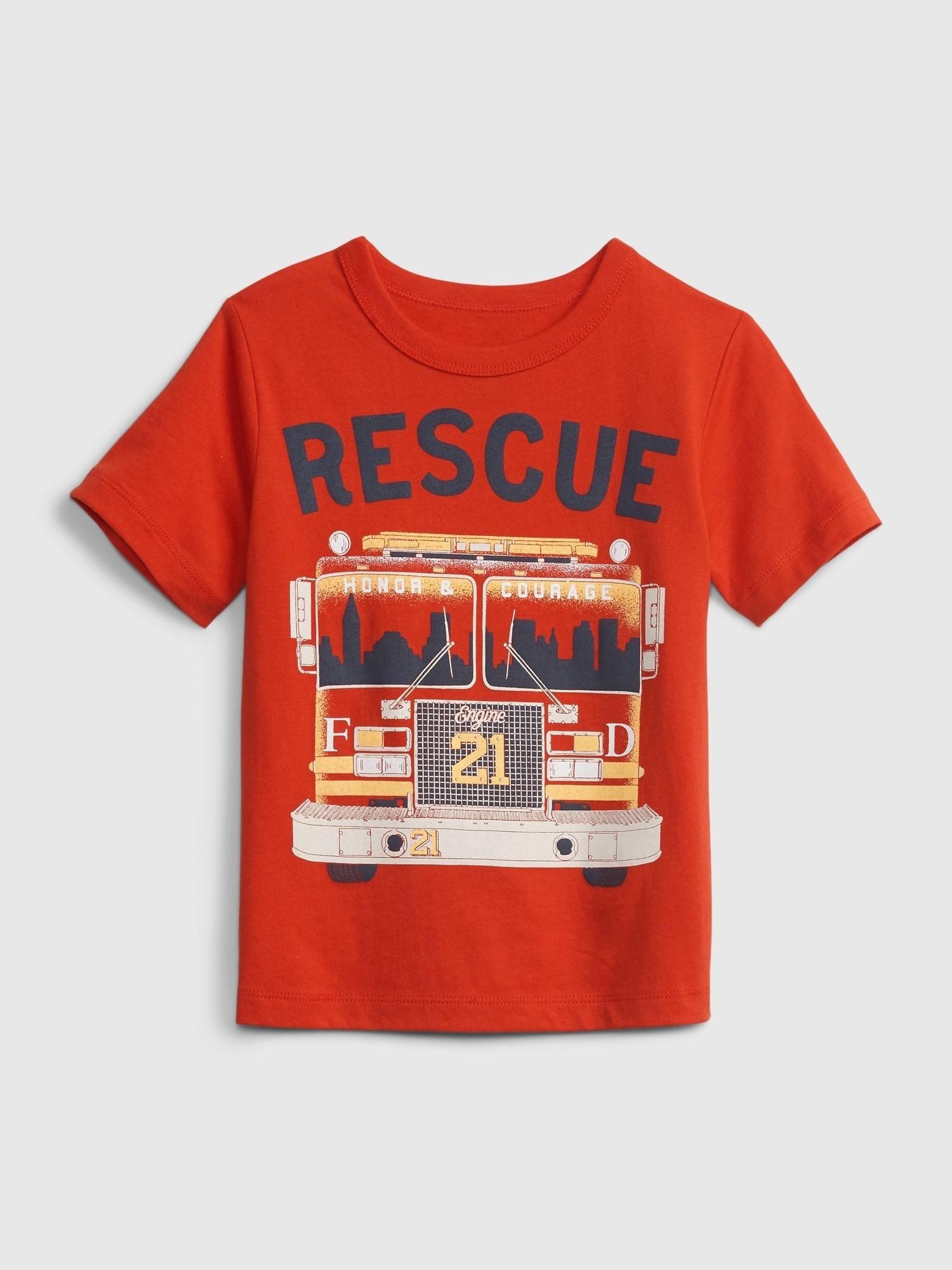 

Футболка для мальчика baby GAP с рисунком пожарной машины 81-86 Красный 681413042