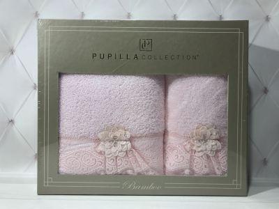 

Набор полотенец лицо/баня Pupilla romantik bambuk 3D, 2в1 Розовые