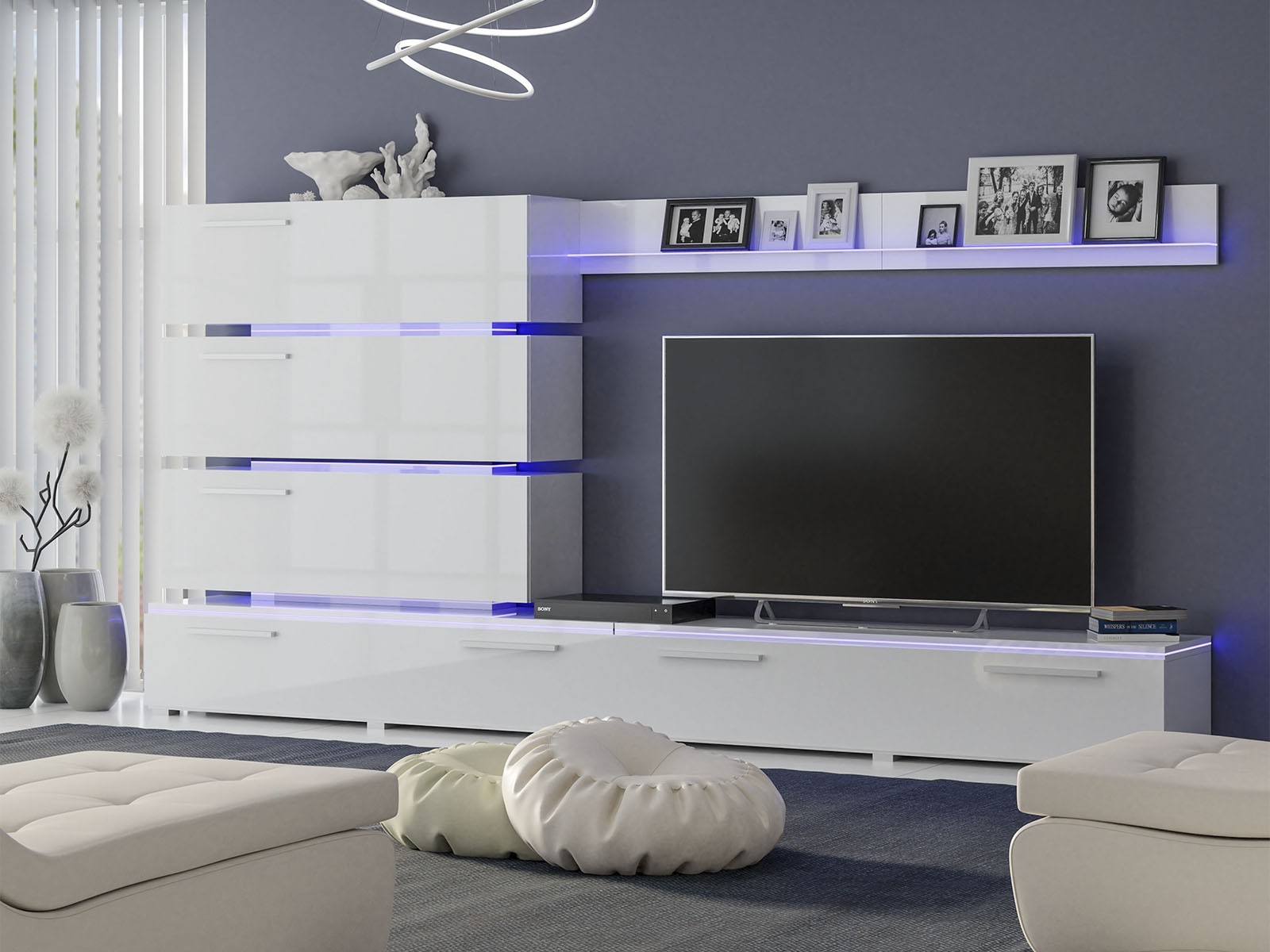 

Стенка у гостинную NOVA «Дортмунд» біла 40x300x146 см