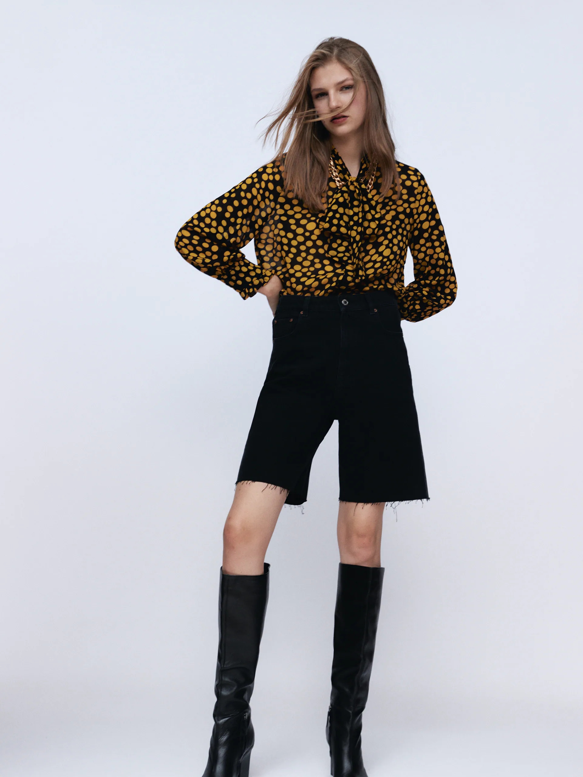 

Блузка Zara 3440/242/800 XS Черный/Желтый