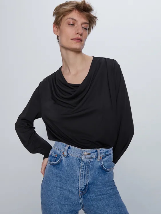 

Блузка Zara 4886/020/800  Черная, Блузка Zara 4886/020/800 L Черная