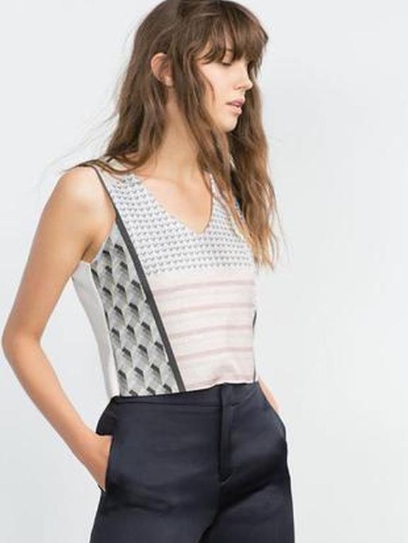 

Топ Zara 5644/222/111 M Молочный с принтом