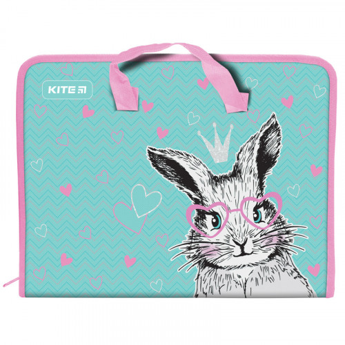 

Папка-портфель "Kite" №K21-202-01 A4 Cute Bunny,на блискавці