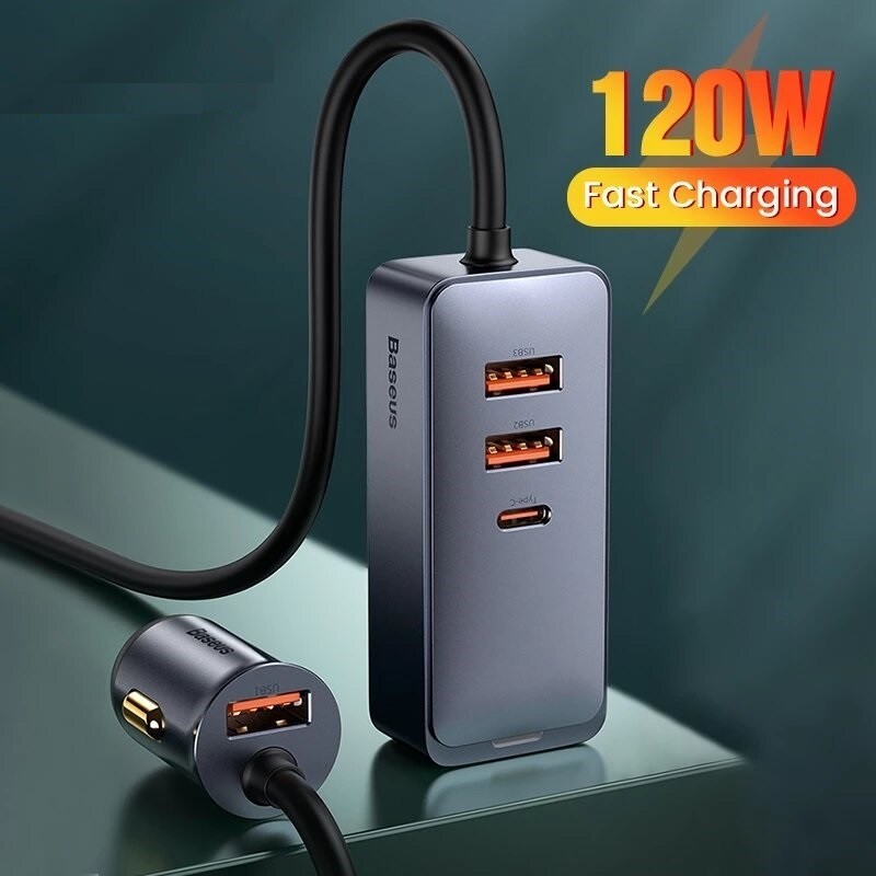 

Автомобильное зарядное устройство Baseus 120W Share Together PPS Multi-Port x3USB + Type-C