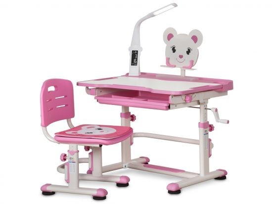 

Комплект парта и стульчик Evo-Kids BD-04 XL Teddy (с лампой) столешница белая / цвет пластика розовый BD-04 P XL Teddy с лампой