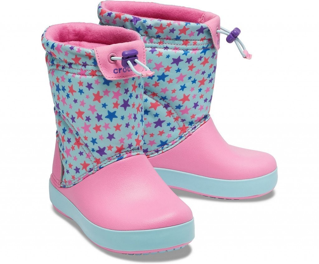 

Зимние сапоги Crocs LodgePoint Graphic, J3, 34-35, розовые со звездами