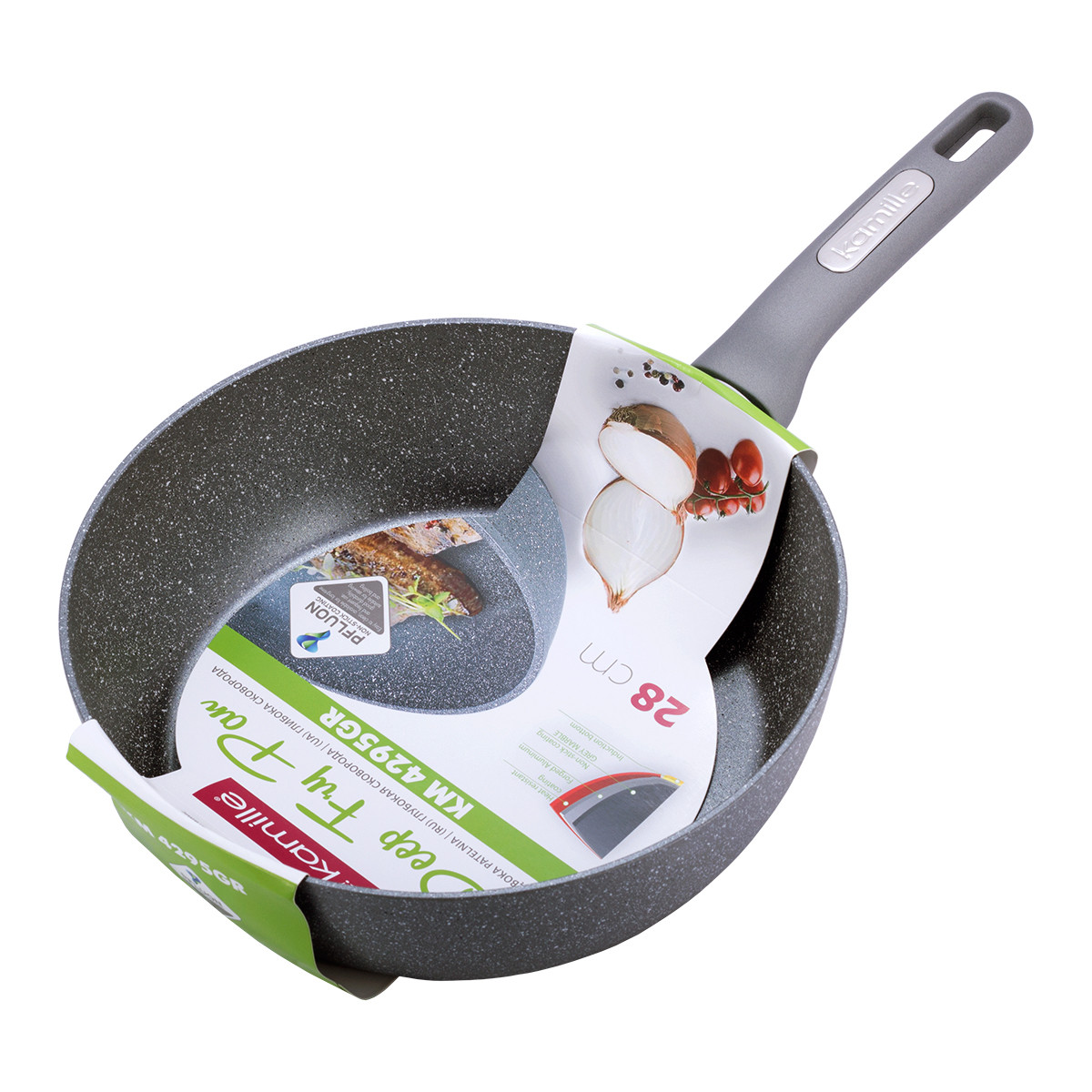

Сотейник Kamille 28см с гранитным покрытием из литого алюминия для индукции и газа KM-4295GR