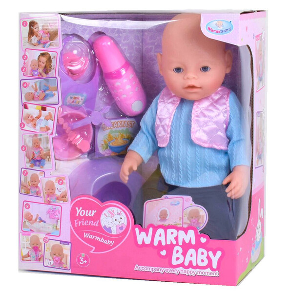 

Пупс мальчик функциональный Warm Baby 40 см интерактивный с горшком и аксессуарами (3135688)