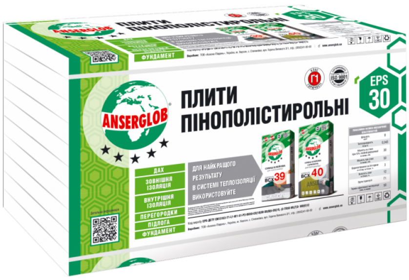 

Плиты пенополистирольные Anserglob EPS-30 100 мм 1x0.5 м 6 шт (IG208)