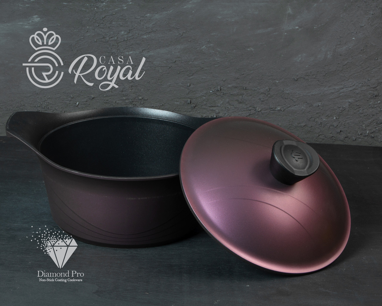 

Каструля 24 см. 4,5 л. CASA ROYAL "Greblon Diamond Pro" Gusto D-UKR 20400 brown