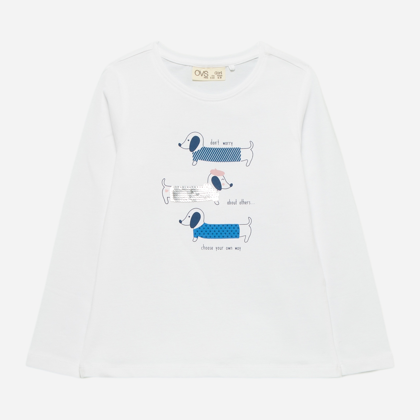 

Футболка с длинными рукавами OVS 1188441 110 см White