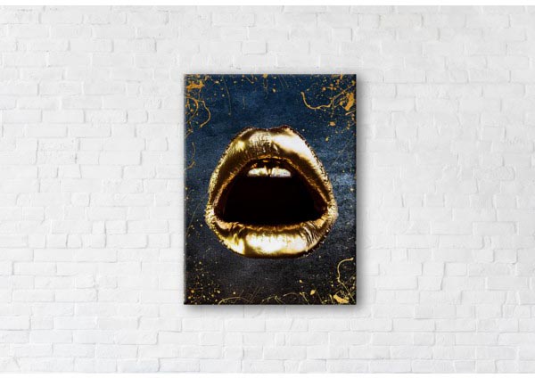 

Картина на холсте IBR Golden Lips (Black Edition) 45x60 см